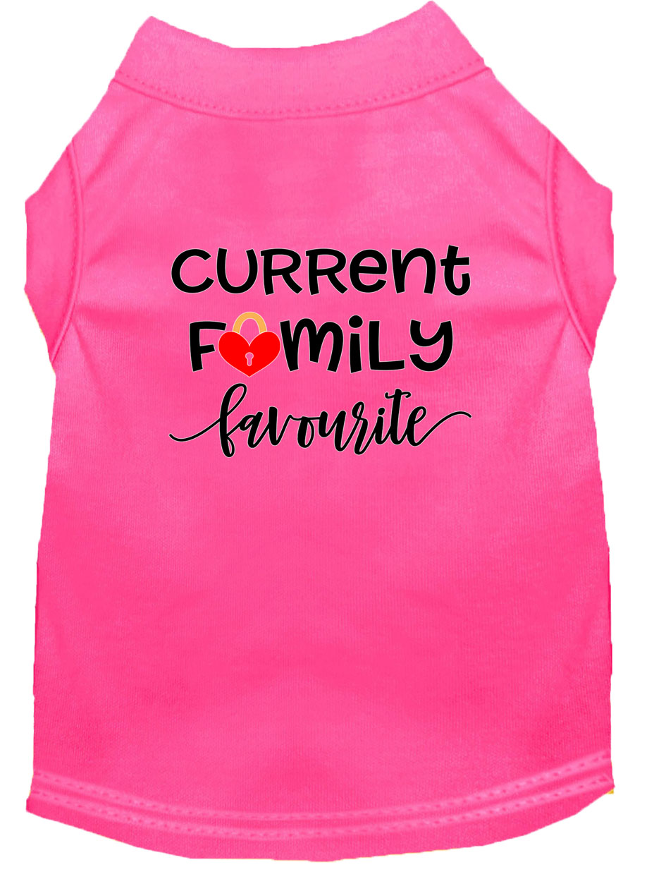 Family Favorite Screen Print Dog Shirt Bright Pink XL
